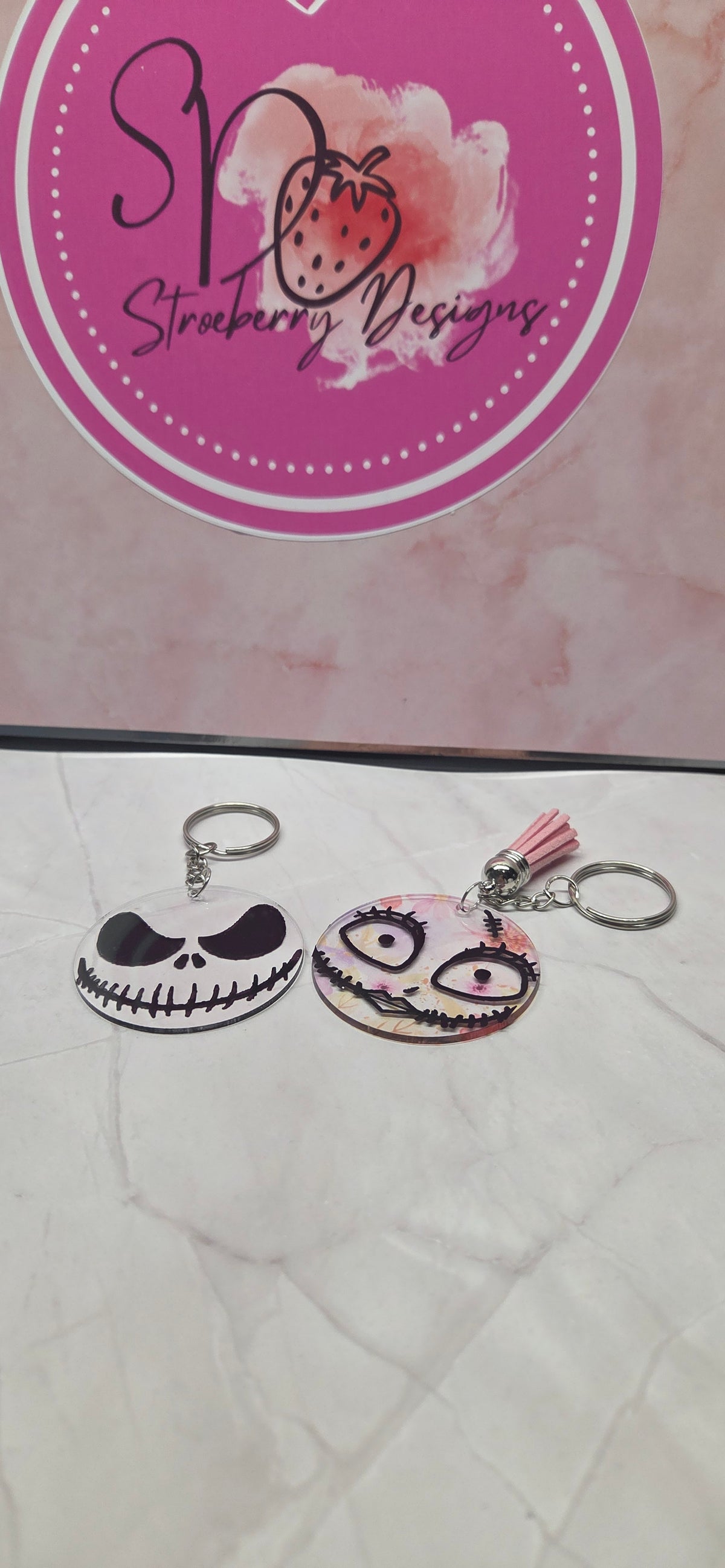 Jack and sally arcylic keychain