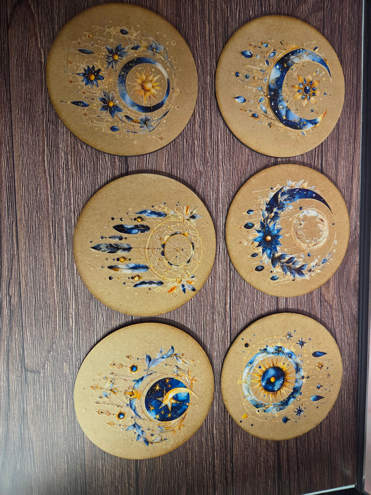 Wooden moon coasters