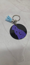 Black arcylic keychain with stary cat