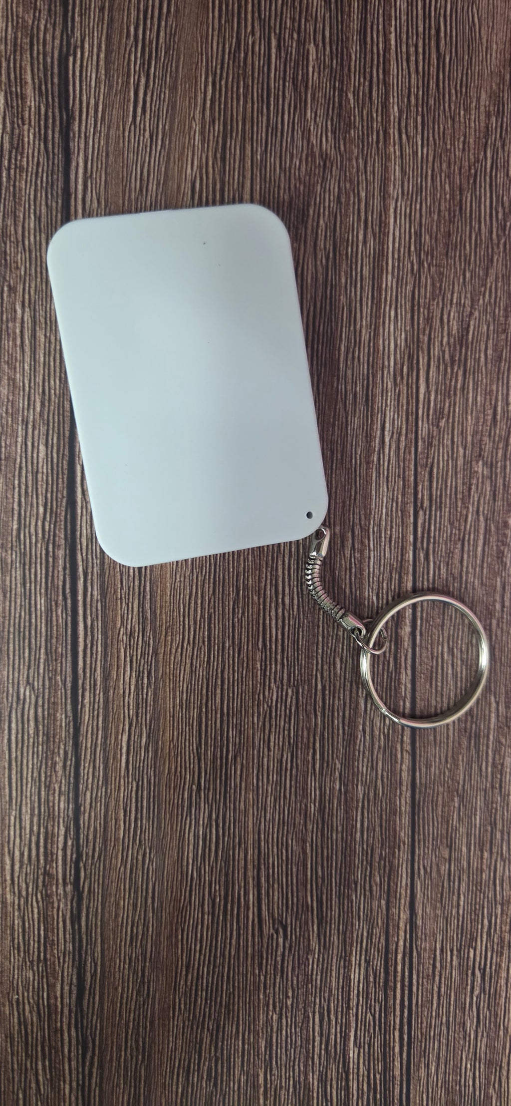 Rectangle polymer white keyring