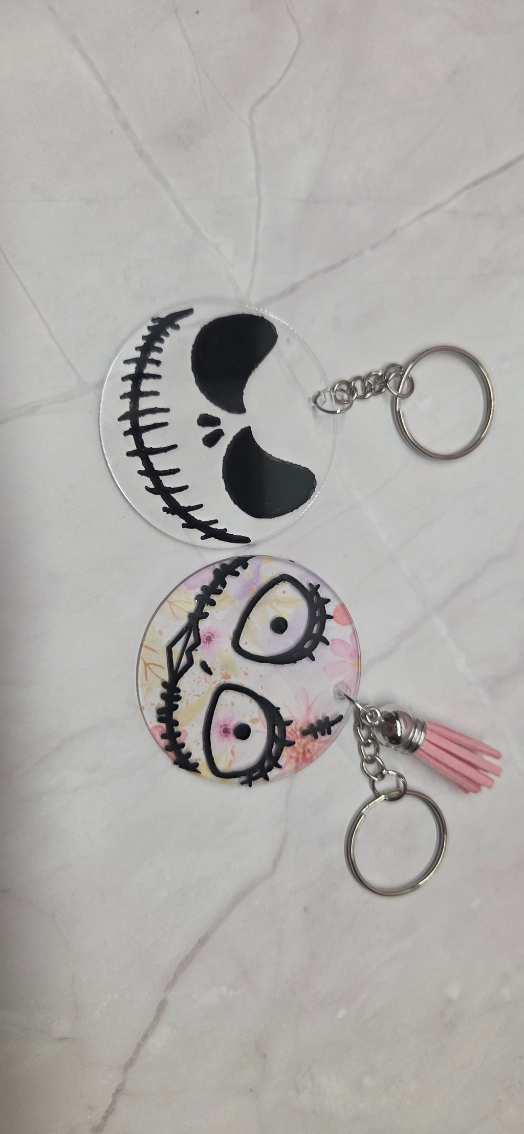 Jack and sally arcylic keychain