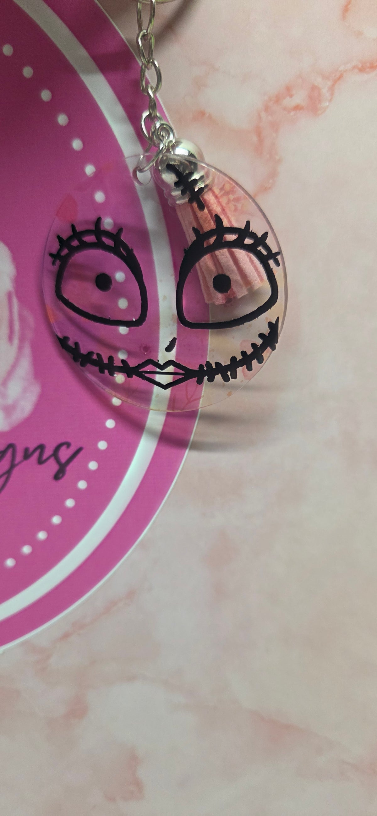 Jack and sally arcylic keychain