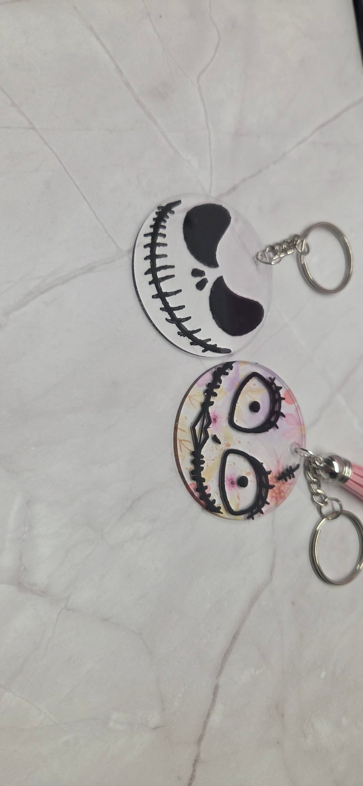 Jack and sally arcylic keychain