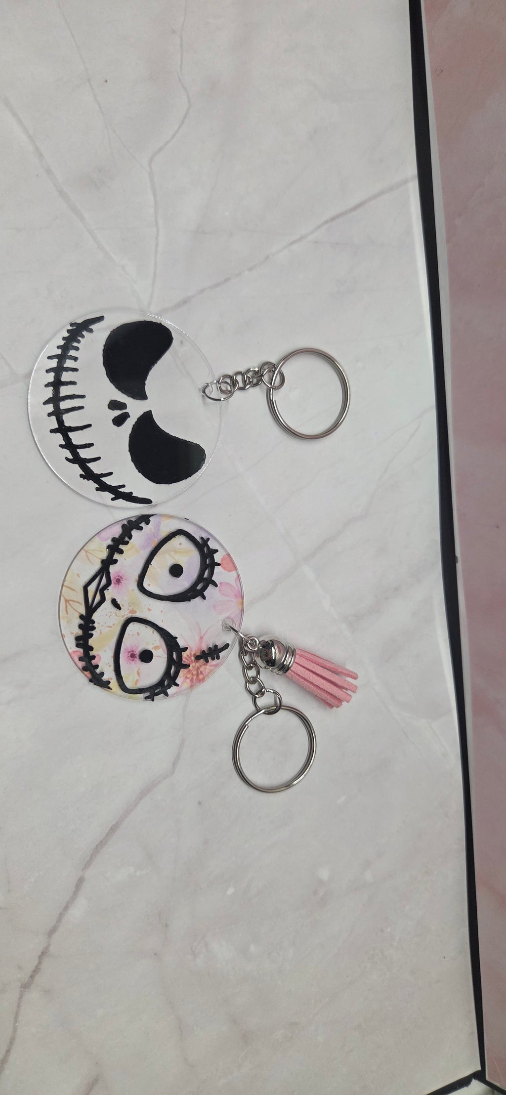 Jack and sally arcylic keychain