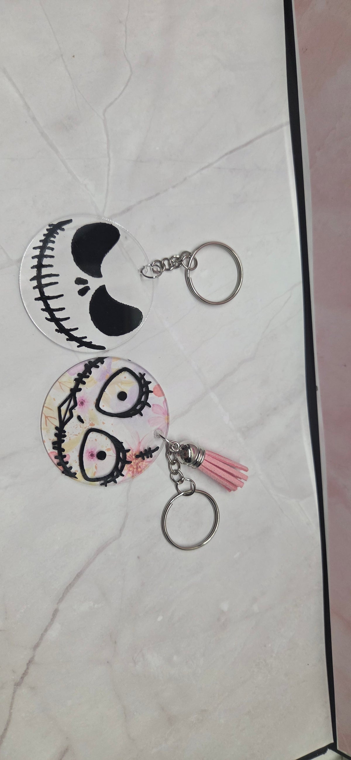 Jack and sally arcylic keychain