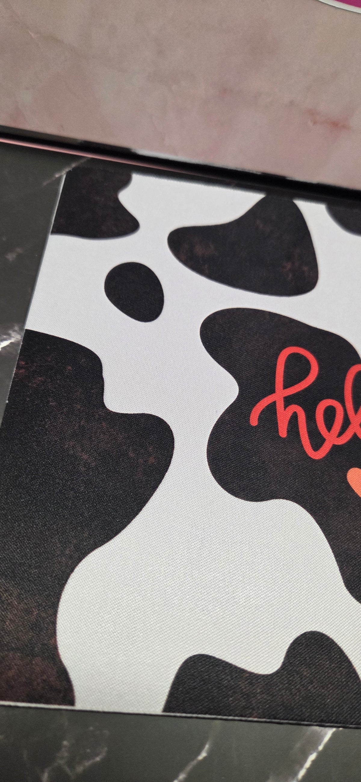 Hello cow print mouse pad