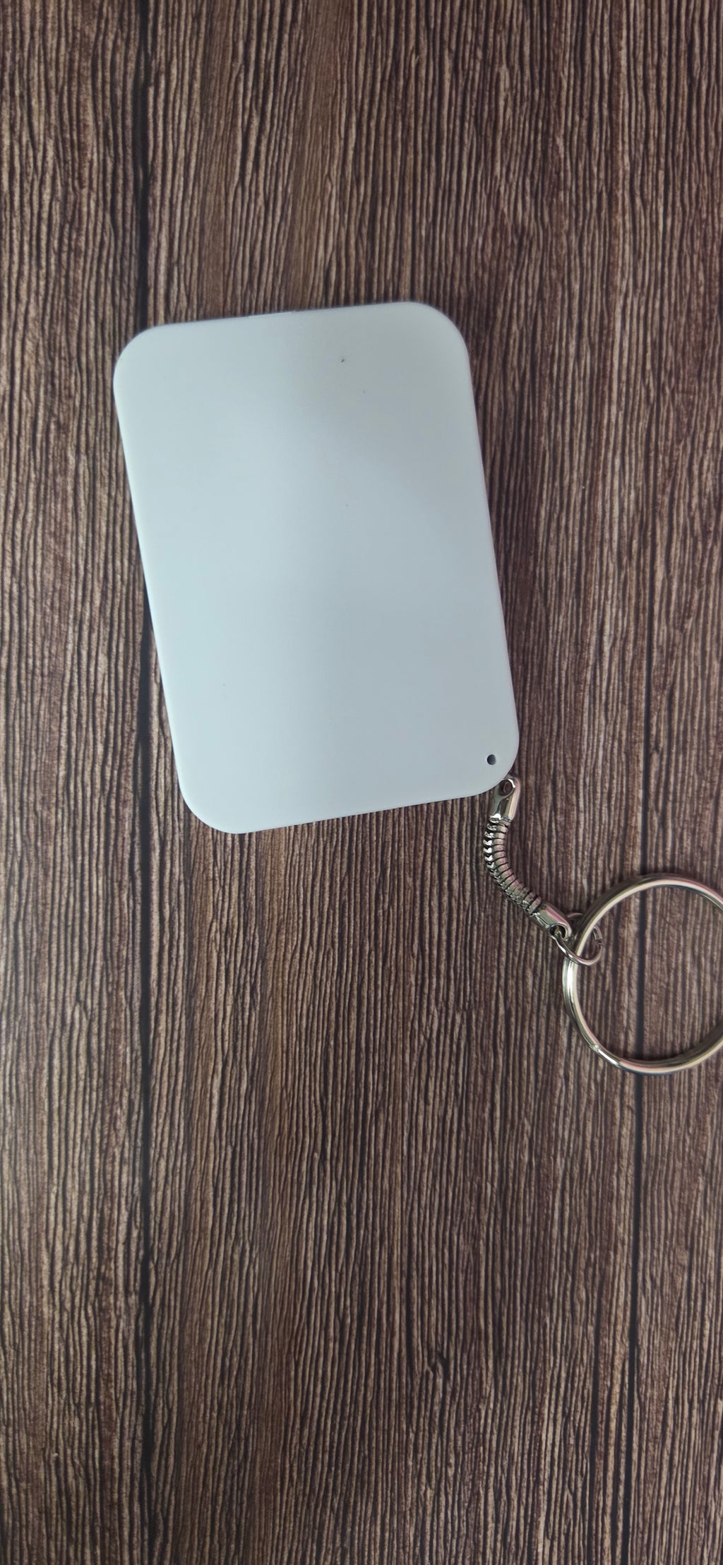 Rectangle polymer white keyring