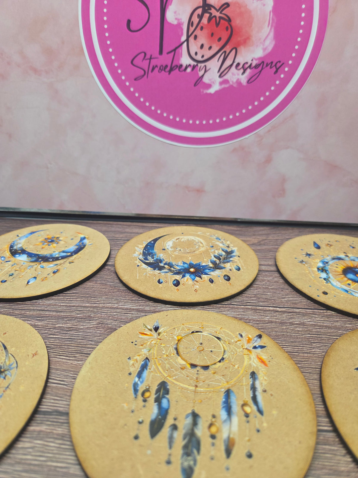 Wooden moon coasters