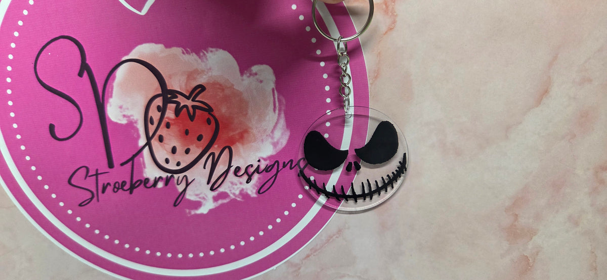 Jack and sally arcylic keychain